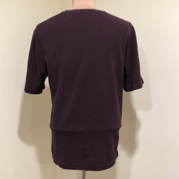COS T-Shirt Top Size Small Eggplant Dark Purple Ribbed Cotton Short Sleeve - Picture 5 of 11